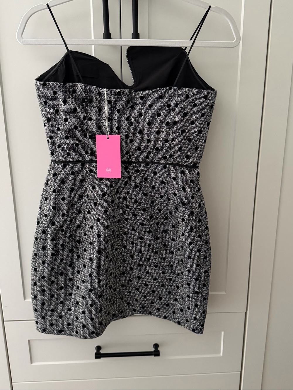 Amanda Uprichard Black and White Strapless Sweetheart Notch Mini Dress - Picture 6 of 7